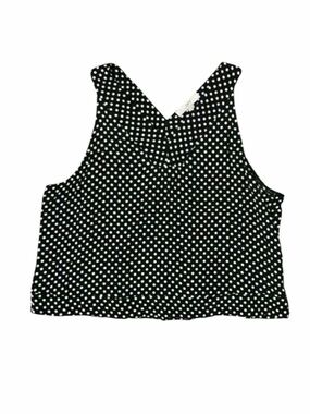 LOFT Black Tank Top with White Polka Dots